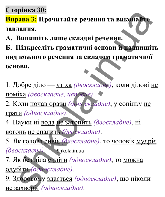 Відповідь до вправи 3 сторінка 30 ГДЗ Українська мова 9 клас Авраменко 2026