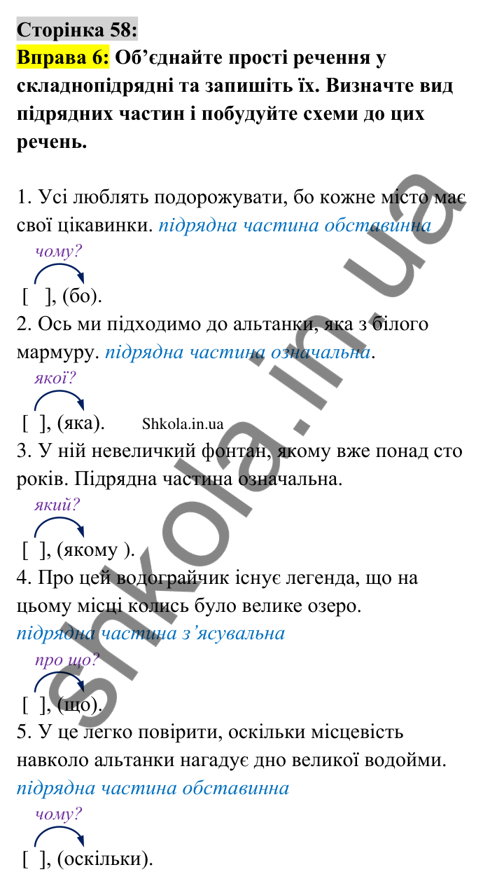 Відповідь до вправи 6 сторінка 58 ГДЗ Українська мова 9 клас Авраменко 2026