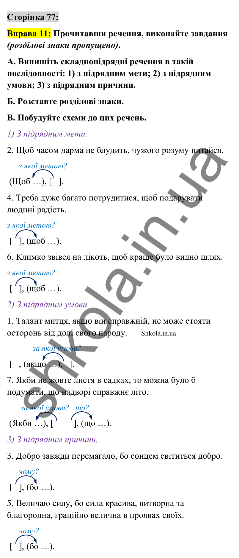 Відповідь до вправи 11 сторінка 77 ГДЗ Українська мова 9 клас Авраменко 2026
