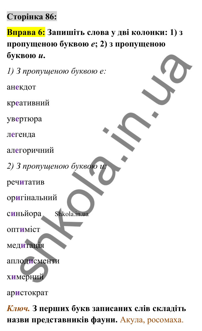 Відповідь до вправи 6 сторінка 86 ГДЗ Українська мова 9 клас Авраменко 2026
