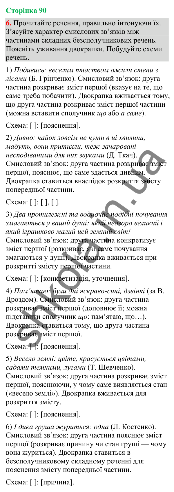 Відповідь до вправи 6 (§ 27, с. 90) з української мови для 9 класу (Голуб, 2026): Двокрапка в безсполучникових складних…