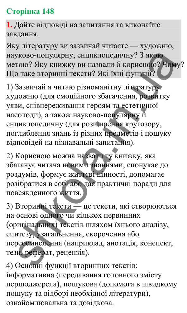 Відповідь до вправи 1 (§ 45, с. 148) з української мови для 9 класу (Голуб, 2026): Вторинні тексти. Анотація