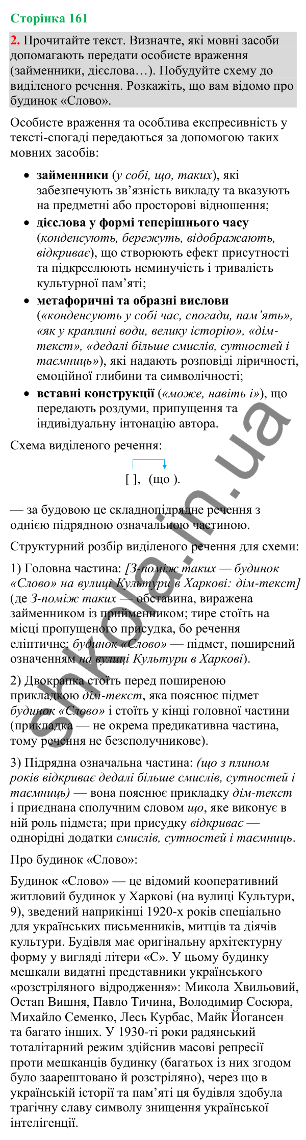 Відповідь до вправи 2 (§ 49, с. 161) з української мови для 9 класу (Голуб, 2026): Розповідь-спогад