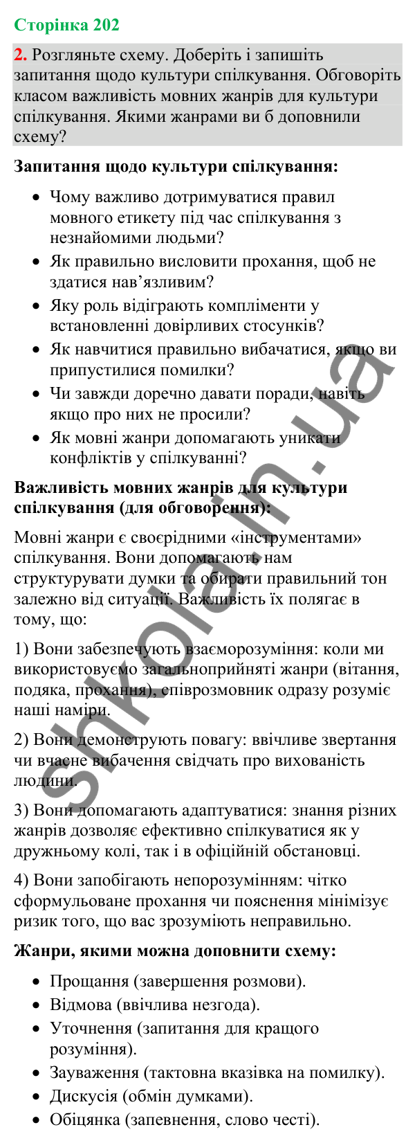 Відповідь до вправи 2 (§ 61, с. 202) з української мови для 9 класу (Голуб, 2026): Культура спілкування. Українські традиції