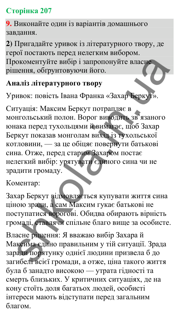 Відповідь до вправи 9, варіант 2 (§ 62, с. 207) з української мови для 9 класу (Голуб, 2026): Приватна бесіда. Говорити…