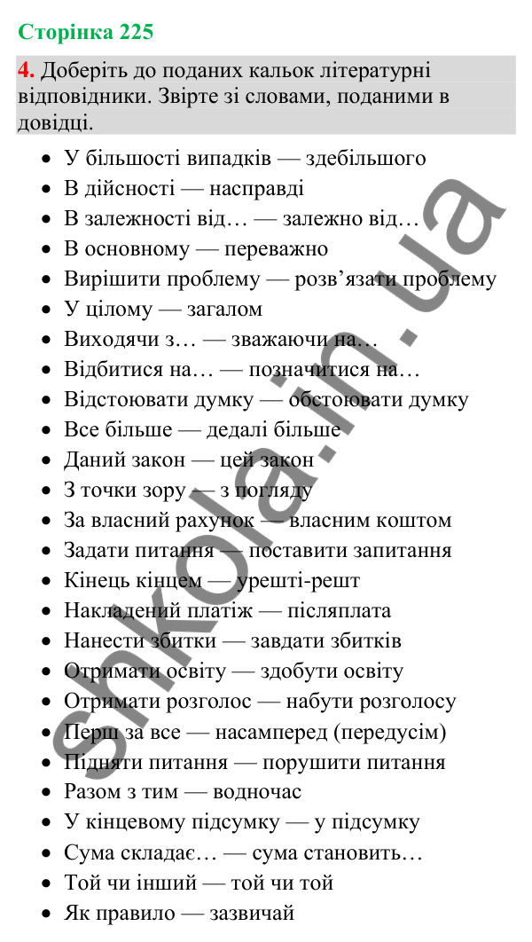 Відповідь до вправи 4 (§ 68, с. 225) з української мови для 9 класу (Голуб, 2026): Мовленнєві недоліки