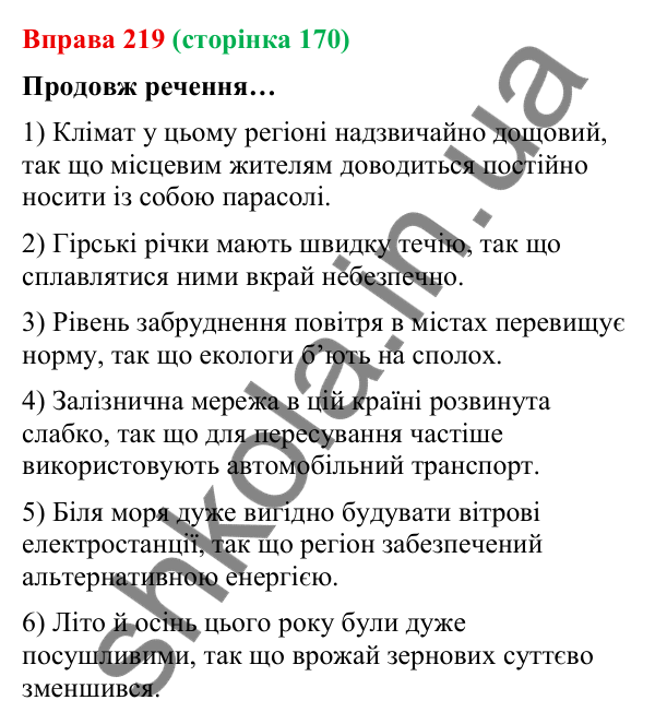 Відповідь до вправи 219 (с. 170) з української мови для 9 класу (Онатій, 2026): Складнопідрядні речення з підрядними…