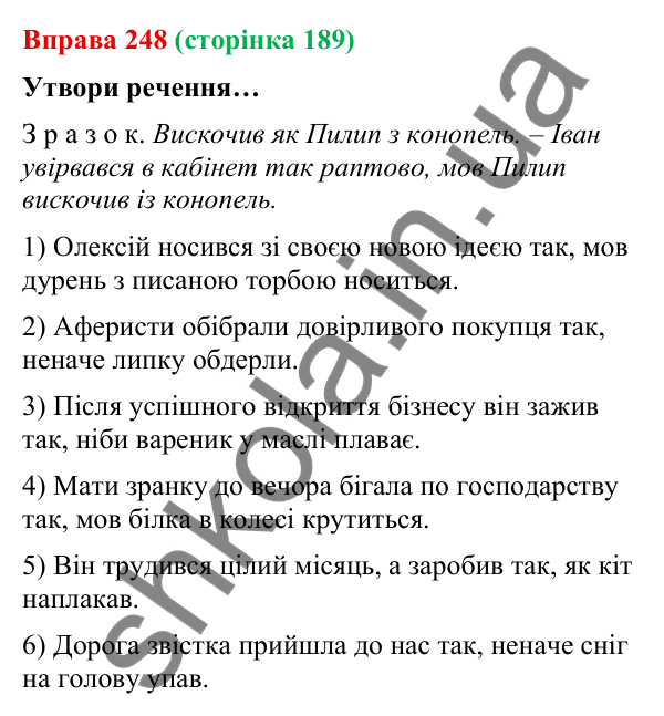Відповідь до вправи 248 (с. 189) з української мови для 9 класу (Онатій, 2026): Складнопідрядні речення з підрядними…