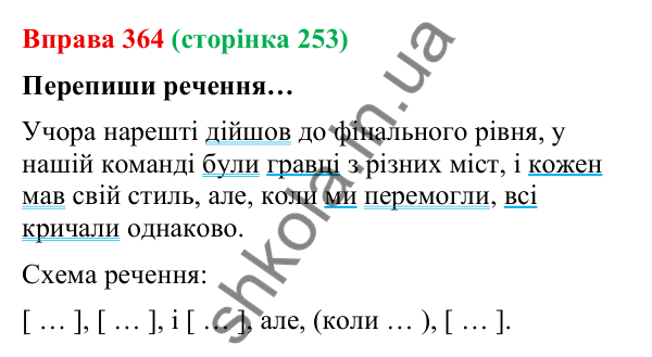 Відповідь до вправи 364 (с. 253) з української мови для 9 класу (Онатій, 2026): Розділові знаки в складному реченні з…