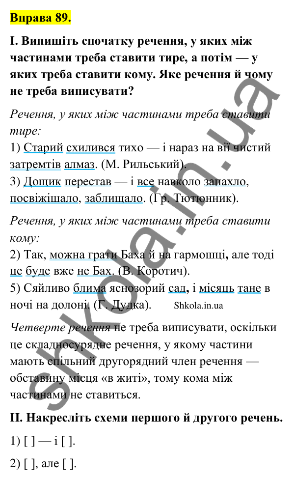 Відповідь до вправи 89 (с. 47) з української мови для 9 класу (Заболотний, 2026): Тире між частинами складносурядного…