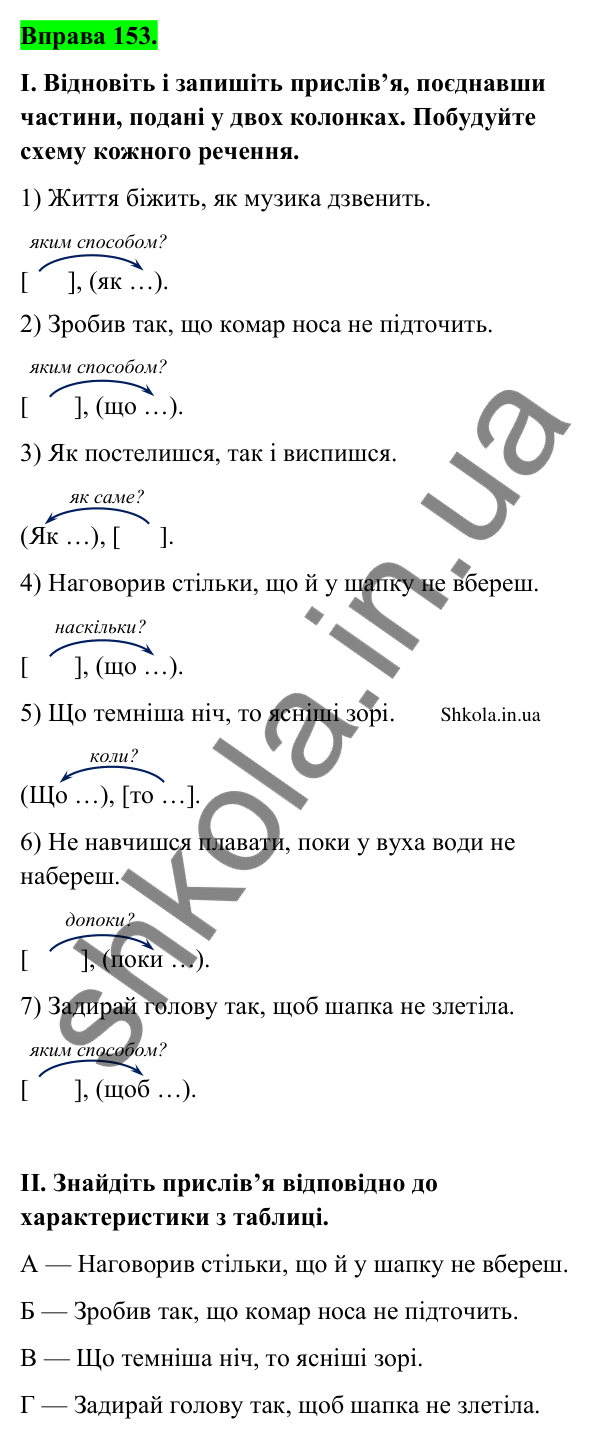 Відповідь до вправи 153 (с. 85) з української мови для 9 класу (Заболотний, 2026): Складнопідрядні речення з підрядними способу дії…