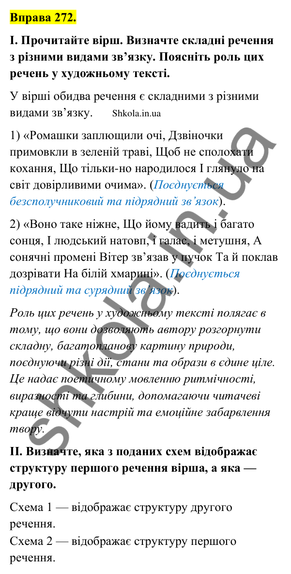 Відповідь до вправи 272 (с. 143) з української мови для 9 класу (Заболотний, 2026): Складне речення із сполучниковим і безсполучниковим…
