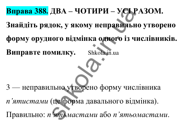 Відповідь до вправи 388 (с. 193) з української мови для 9 класу (Заболотний, 2026): Граматичні помилки з порушенням морфологічних норм