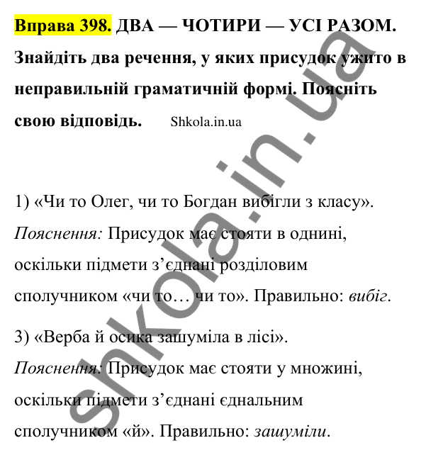 Відповідь до вправи 398 (с. 196) з української мови для 9 класу (Заболотний, 2026): Граматичні помилки з порушенням синтаксичних норм
