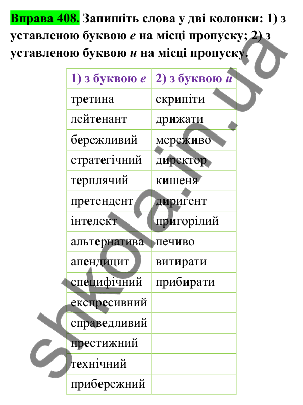 Відповідь до вправи 408 (с. 199) з української мови для 9 класу (Заболотний, 2026): Орфографія