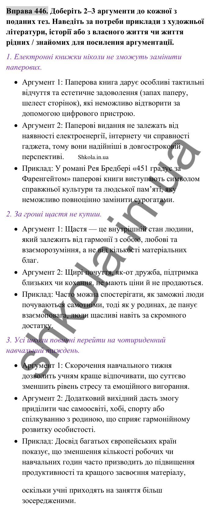Відповідь до вправи 446 (с. 222) з української мови для 9 класу (Заболотний, 2026): Твір-роздум у публіцистичному стилі…