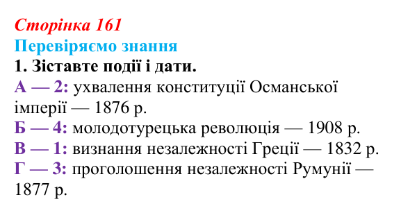 Відповідь до завдання 1 § 23 (с. 161) зі всесвітньої історії для 9 класу, Ладиченко 2026: Османська імперія та утворення...