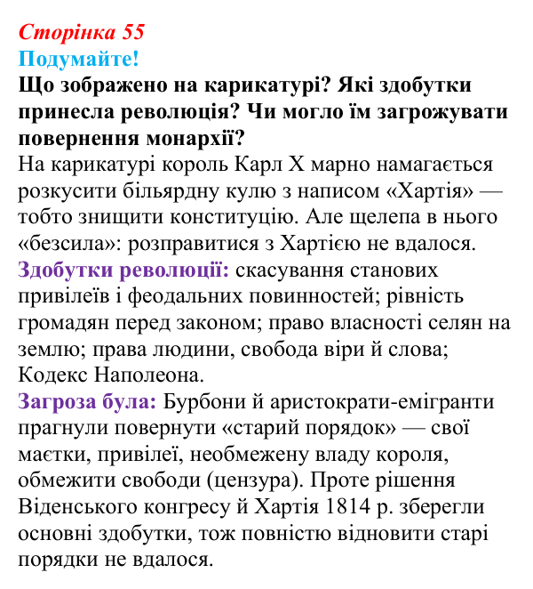 Відповідь до питання 2 на с. 55 (§ 8) зі всесвітньої історії для 9 класу, Ладиченко 2026: Франція в період Реставрації...