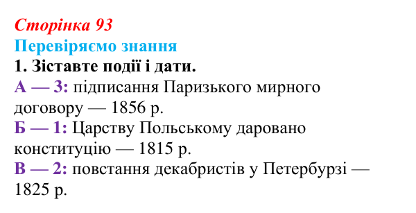 Відповідь до завдання 1 § 13 (с. 93) зі всесвітньої історії для 9 класу, Ладиченко 2026: Російська імперія в першій...