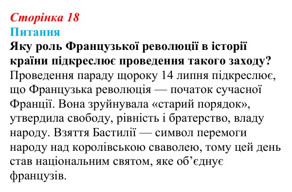 Відповідь до питання 2 на с. 18 (§ 1) зі всесвітньої історії для 9 класу, Полянський 2026: Французька революція наприкінці...