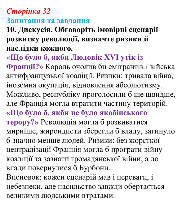 Відповідь до завдання 10 § 2 (с. 32) зі всесвітньої історії для 9 класу, Полянський 2026: Від якобінської диктатури...
