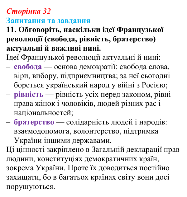 Відповідь до завдання 11 § 2 (с. 32) зі всесвітньої історії для 9 класу, Полянський 2026: Від якобінської диктатури...