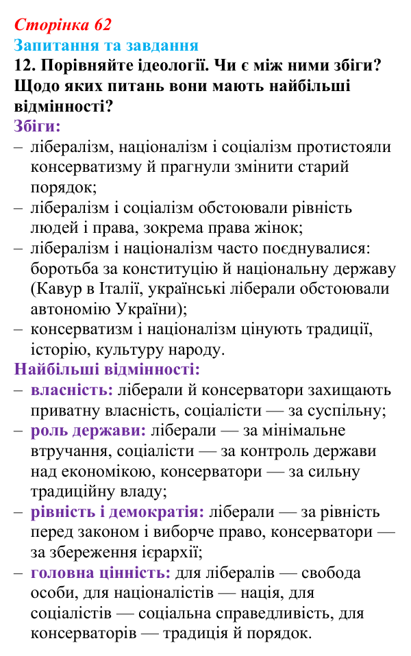 Відповідь до завдання 12 § 5 (с. 62) зі всесвітньої історії для 9 класу, Полянський 2026: Спроби осмислення нової...