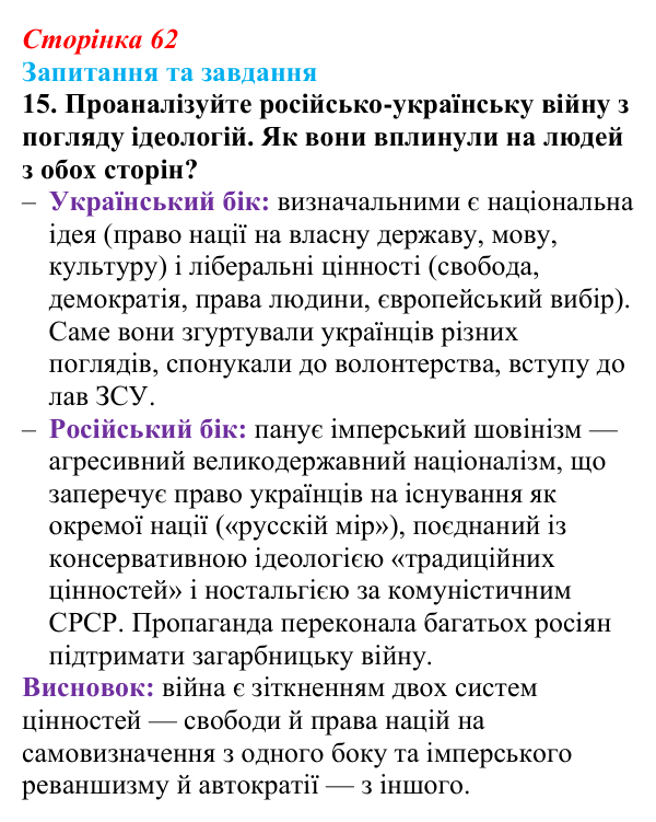 Відповідь до завдання 15 § 5 (с. 62) зі всесвітньої історії для 9 класу, Полянський 2026: Спроби осмислення нової...