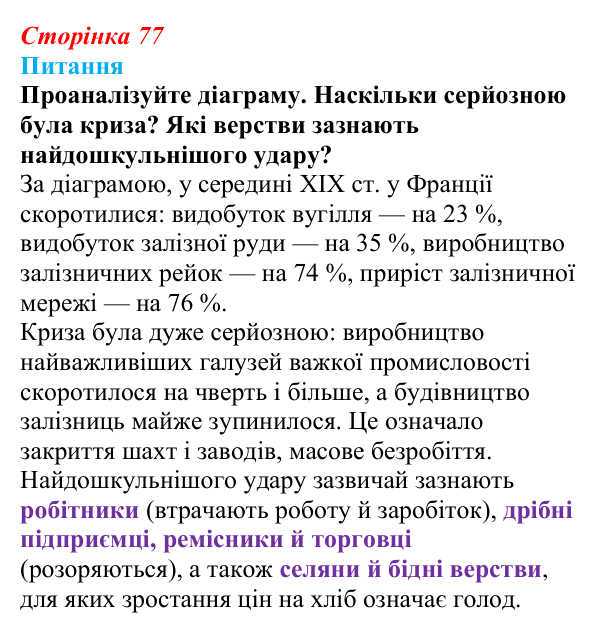 Відповідь до питання 1 на с. 77 (§ 7) зі всесвітньої історії для 9 класу, Полянський 2026: Франція в період Реставрації...