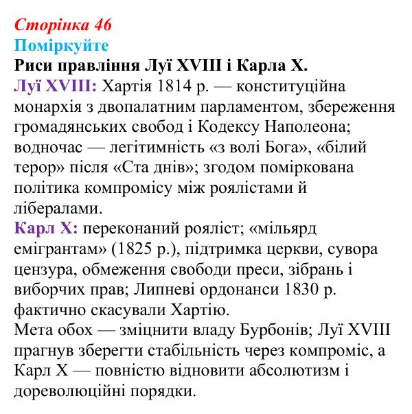 Відповідь до завдання «Поміркуйте» § 6 (с. 46) зі всесвітньої історії для 9 класу, Пометун 2026: Франція в період...