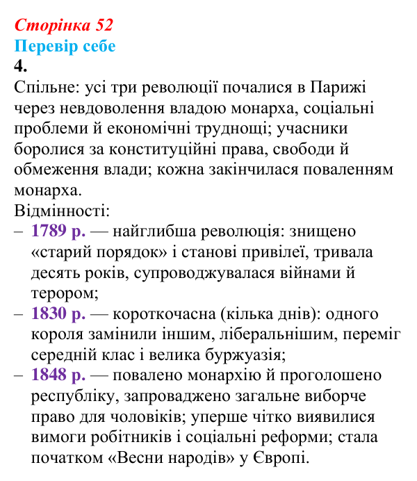 Відповідь до завдання 4 § 6 (с. 52) зі всесвітньої історії для 9 класу, Пометун 2026: Франція в період реставрації...