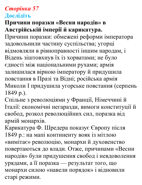 Відповідь до завдання «Дослідіть» § 7 (с. 57) зі всесвітньої історії для 9 класу, Пометун 2026: «Весна народів» та її...
