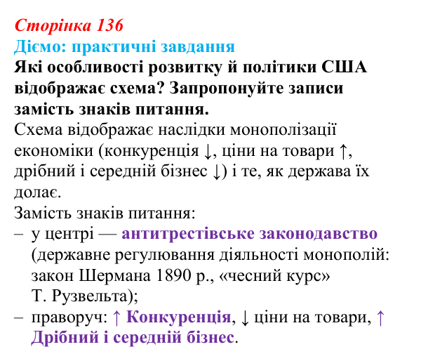 Відповідь до питання 1 на с. 136 (§ 21) зі всесвітньої історії для 9 класу, Щупак 2026: Економічне піднесення США