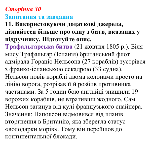 Відповідь до завдання 11 § 4 (с. 30) зі всесвітньої історії для 9 класу, Щупак 2026: Створення імперії та наполеонівські...
