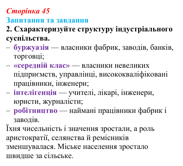 Відповідь до завдання 2 § 7 (с. 45) зі всесвітньої історії для 9 класу, Щупак 2026: Індустріальна революція у країнах...