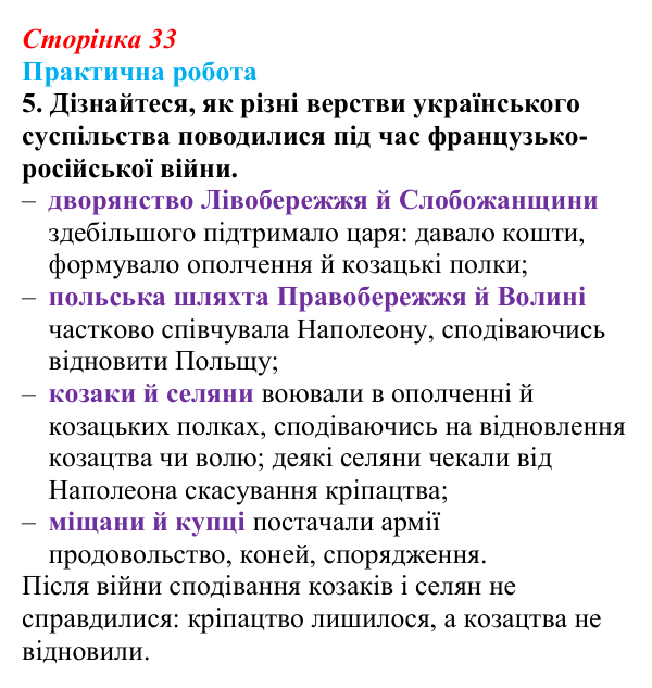 Відповідь до завдання 1.5 практичної роботи за розділом 1 (с. 33) зі всесвітньої історії для 9 класу, Васильків 2026