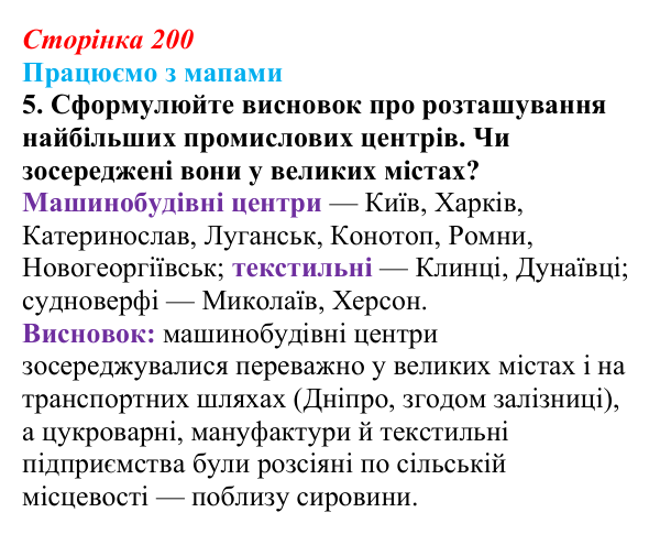 Відповідь до завдання 5 до мапи II (с. 200) зі всесвітньої історії для 9 класу, Васильків 2026: Господарство українських...