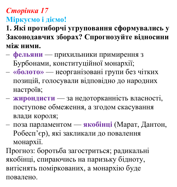 Відповідь до завдання 1 § 1 (с. 17) зі всесвітньої історії для 9 класу, Васильків 2026: Франція наприкінці XVIII ст...