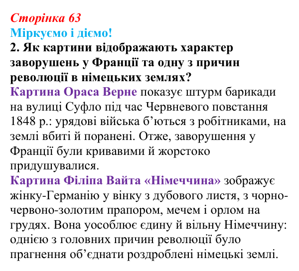 Відповідь до завдання 2 § 8 (с. 63) зі всесвітньої історії для 9 класу, Васильків 2026: «Весна народів» у Європі