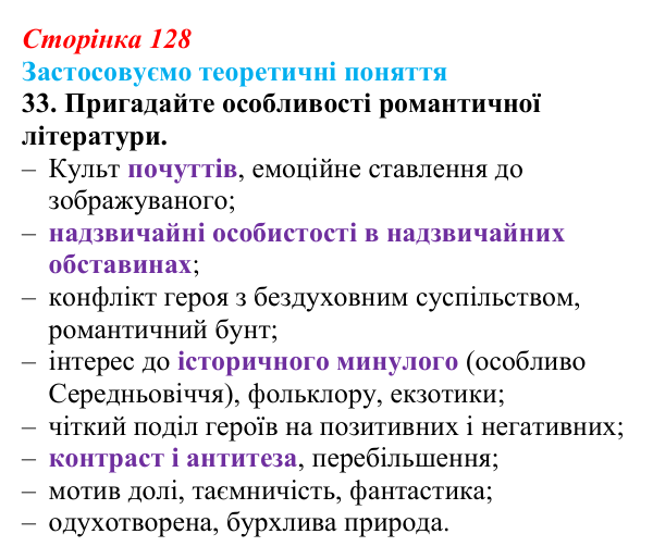 Сторінка 128, завдання 33 Відповідь до завдання 33 (с. 128) із зарубіжної літератури для 9 класу, Міляновська 2026: В. Гюго, «Собор Паризької...