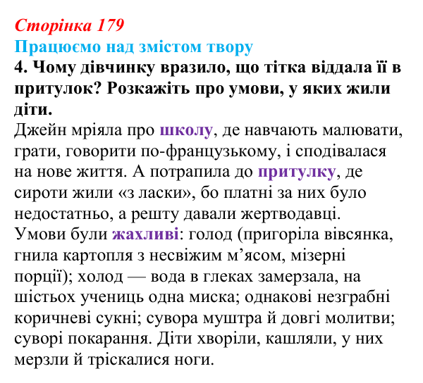 Відповідь до завдання 4 (с. 179) із зарубіжної літератури для 9 класу, Міляновська 2026: Ш. Бронте, «Джейн Ейр»