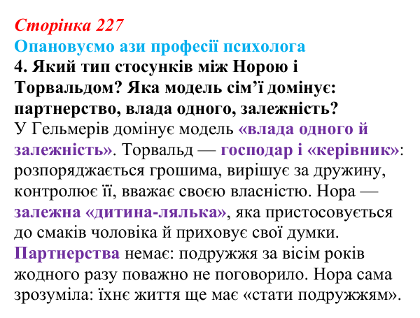 Сторінка 227, ази професії, завдання 4 Відповідь до творчого завдання 4 (с. 227) із зарубіжної літератури для 9 класу, Міляновська 2026: Г. Ібсен, драма...