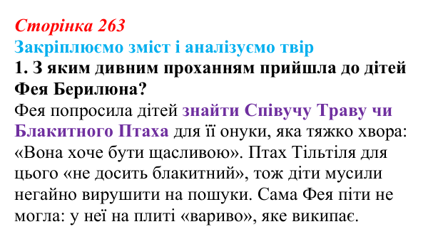 Відповідь до завдання 1 твору за вибором (с. 263) із зарубіжної літератури для 9 класу, Міляновська 2026: М. Метерлінк...