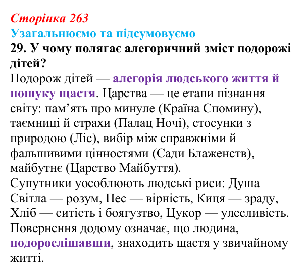 Відповідь до завдання 29 твору за вибором (с. 263) із зарубіжної літератури для 9 класу, Міляновська 2026: М. Метерлінк...
