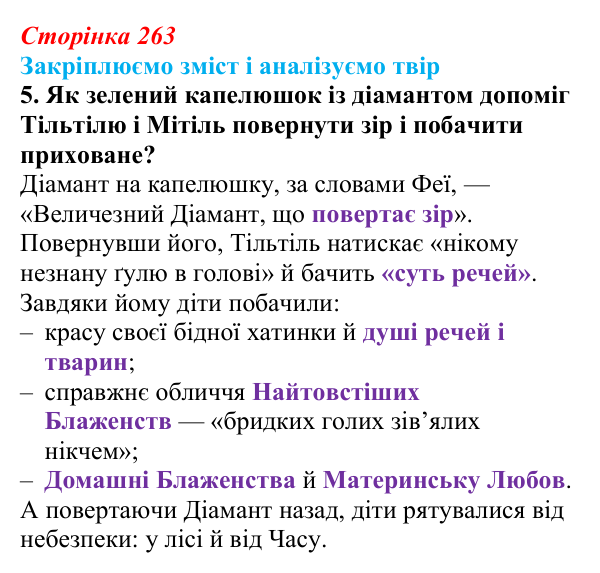 Відповідь до завдання 5 твору за вибором (с. 263) із зарубіжної літератури для 9 класу, Міляновська 2026: М. Метерлінк...