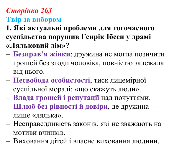 Відповідь до завдання 1 твору за вибором (с. 263) із зарубіжної літератури для 9 класу, Міляновська 2026: М. Метерлінк...