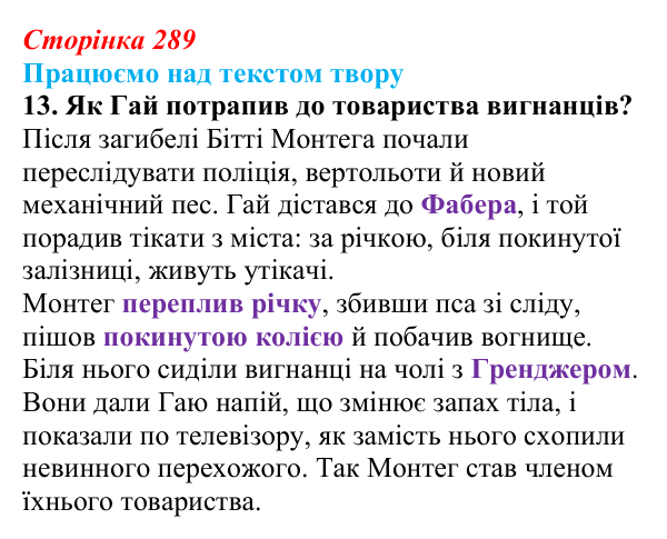 Сторінка 289, завдання 13 Відповідь до завдання 13 (с. 289) із зарубіжної літератури для 9 класу, Міляновська 2026: Р. Бредбері, роман «451°...