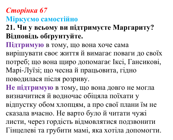 Сторінка 67, завдання 21 Відповідь до завдання 21 (с. 67) із зарубіжної літератури для 9 класу, Міляновська 2026: К. Нестлінґер, «Маргаритко, моя...