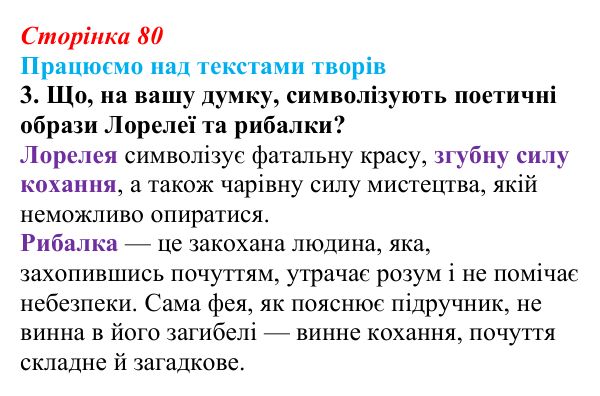 Відповідь до завдання 3 (с. 80) із зарубіжної літератури для 9 класу, Міляновська 2026: Г. Гейне, «Книга пісень»