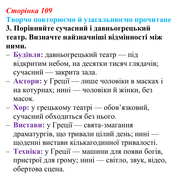Відповідь до завдання 3 (с. 109) із зарубіжної літератури для 9 класу, Волощук 2026: Творчо повторюємо й узагальнюємо...